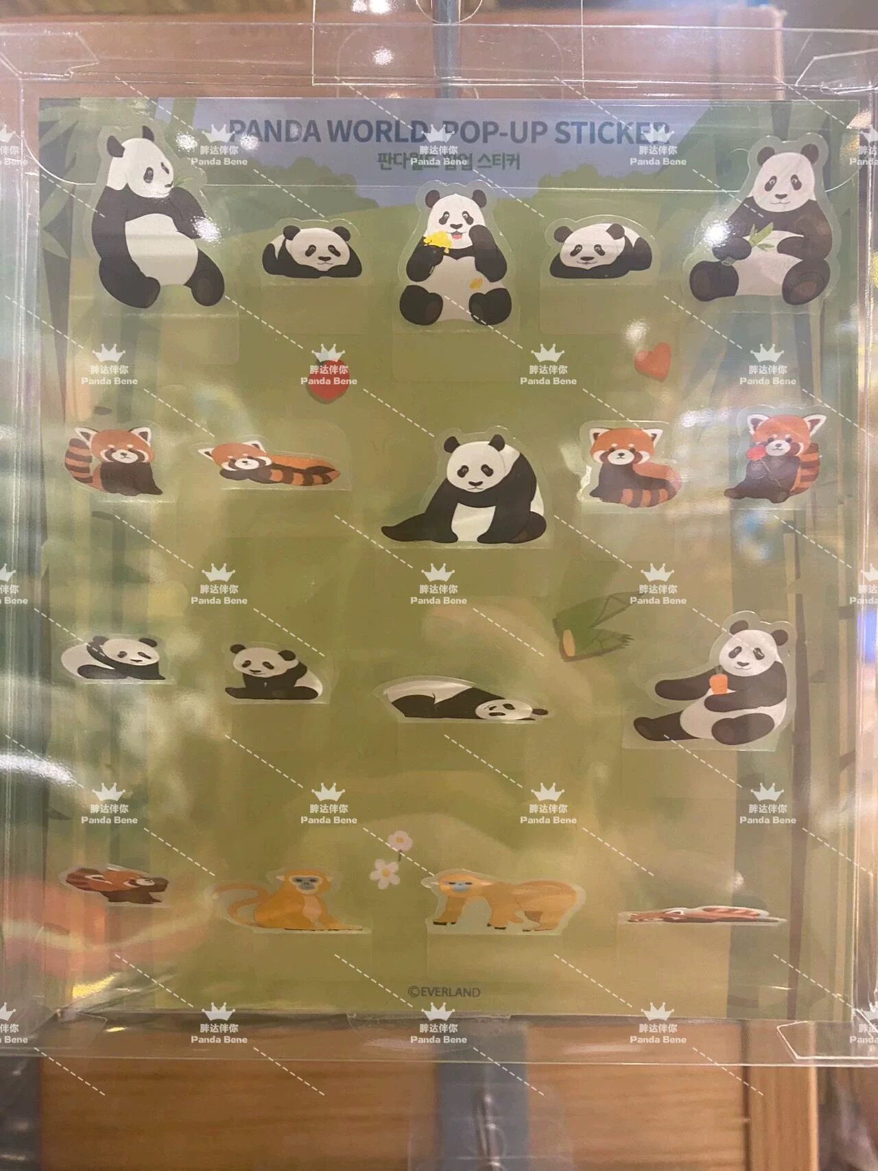 现货宝家族立体贴纸爱宝乐园熊猫贴纸宝家族卡通立体福宝立体贴纸