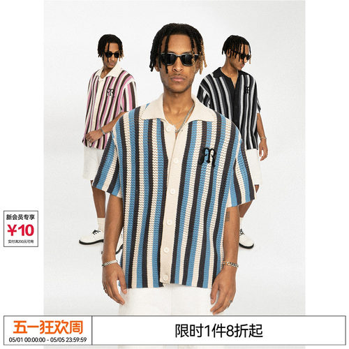 EMPTYREFERENCE条纹短袖衬衫