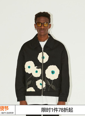 太一 EMPTY REFERENCE原创黑色暗夜花朵男女宽松休闲印花夹克外套