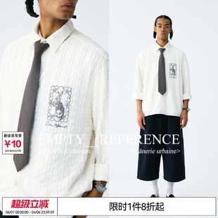 肌理条纹手绘印花衬衣休闲长袖 EMPTY REFERENCE 兔子花园 衬衫