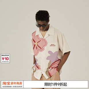 何运晨 衬衫 EMPTY 春日花园印花短袖 男女宽松衬衣 REFERENCE 李诞