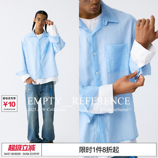 伯远 REFERENCE天丝竹节褶皱双层结构廓形休闲衬衣长袖 衬衫 EMPTY