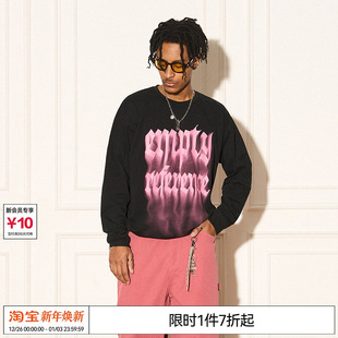 T恤 REFERENCE粉色烟雾晕染LOGO圆领长袖 特惠8折樊治欣 EMPTY