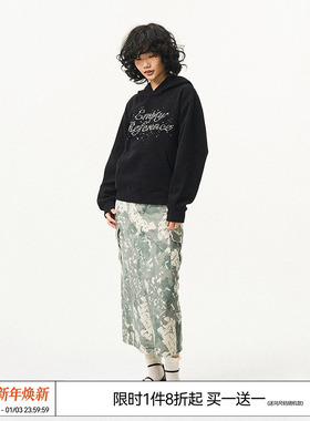 EMPTY REFERENCE美式复古原创黑色珍珠LOGO宽松休闲长袖连帽卫衣