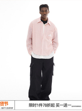 卓沅 董思成 EMPTY REFERENCE 原创粉色假两件针织衬衫长袖衬衣