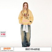 特惠6折起EMPTY REFERENCE原创斑驳小鹿字母印花上衣长袖 连帽卫衣