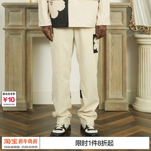 陈楚生 男潮直筒西裤 EMPTY 灯芯绒花朵印花休闲裤 REFERENCE 太一