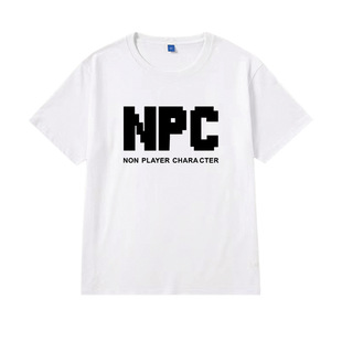 NPC趣味设计男士短袖t恤青少年夏季纯棉上衣黑色休闲半袖