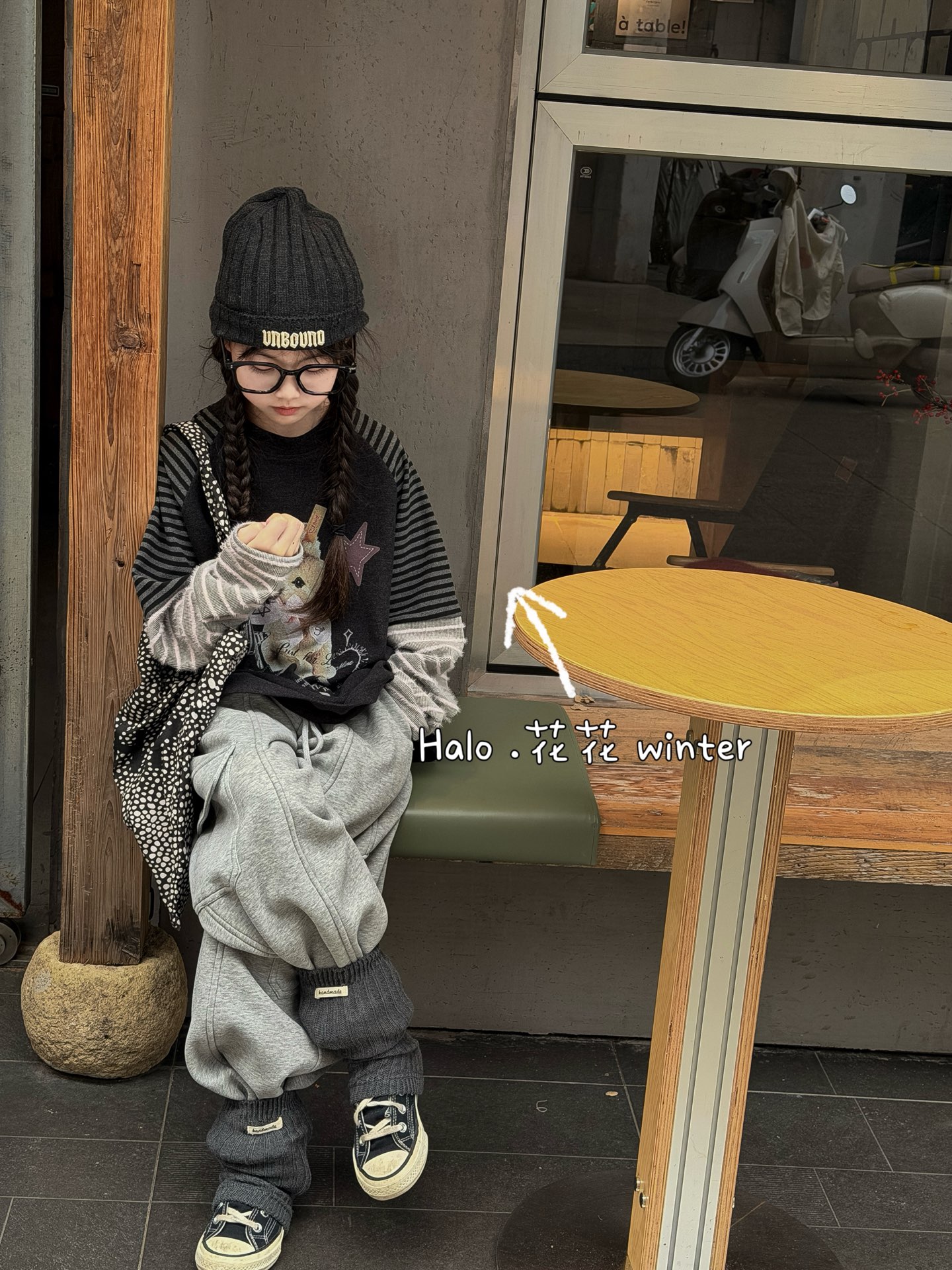 Halo.HH花花女童韩系插肩袖T恤秋冬德绒新款儿童宽松半袖上衣