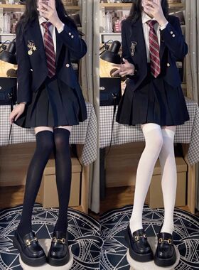 白丝过膝袜子女防滑长高筒袜少女黑丝裤袜小腿白色中筒压力袜大腿