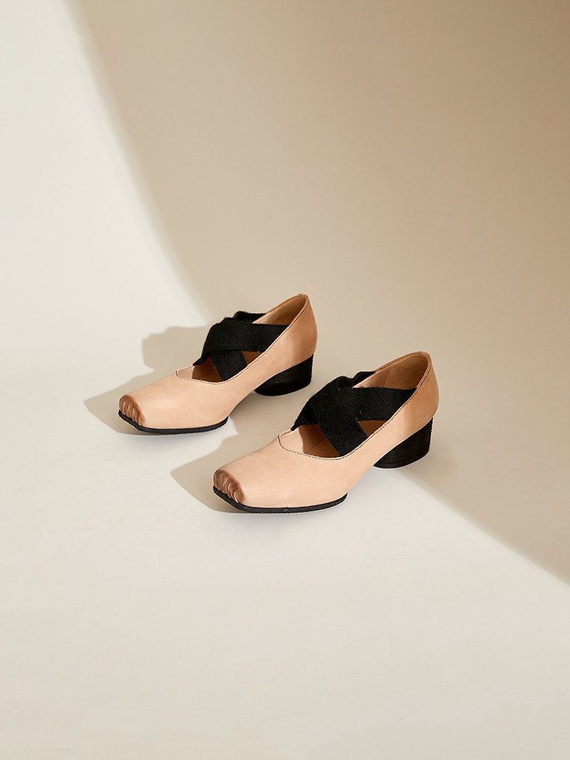 MISS DEER HANDMADE SHOES SLOW WORK CAREFUL WORK SQUARE TOE BALLET SHOES PUMPS PUMPS RETRO GRANNY SHOES SINGLE HEEL MARY JANE