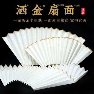 7寸8寸9寸10寸空白洒金宣纸替换扇面书画创作宣纸扇面