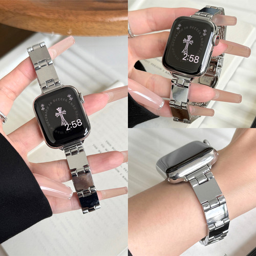 适用iwatch细款方块镜面金属表带