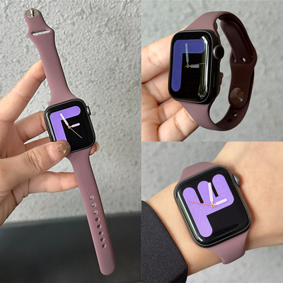 适用iwatch小蛮腰细款硅胶表带