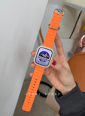 适用苹果手表s11代iwatch海洋硅胶运动防水表带applewatch98765se