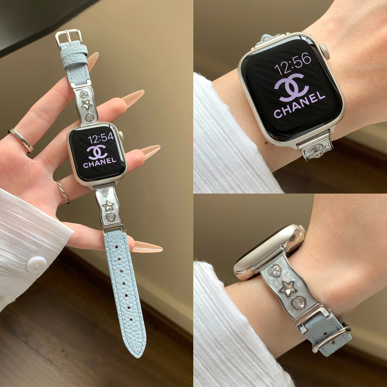 适用iwatch滴油荔枝纹真皮表带