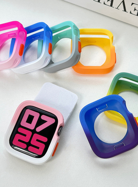 适用苹果手表s11代iwatch透明防摔保护壳applewatch9se半包软壳套