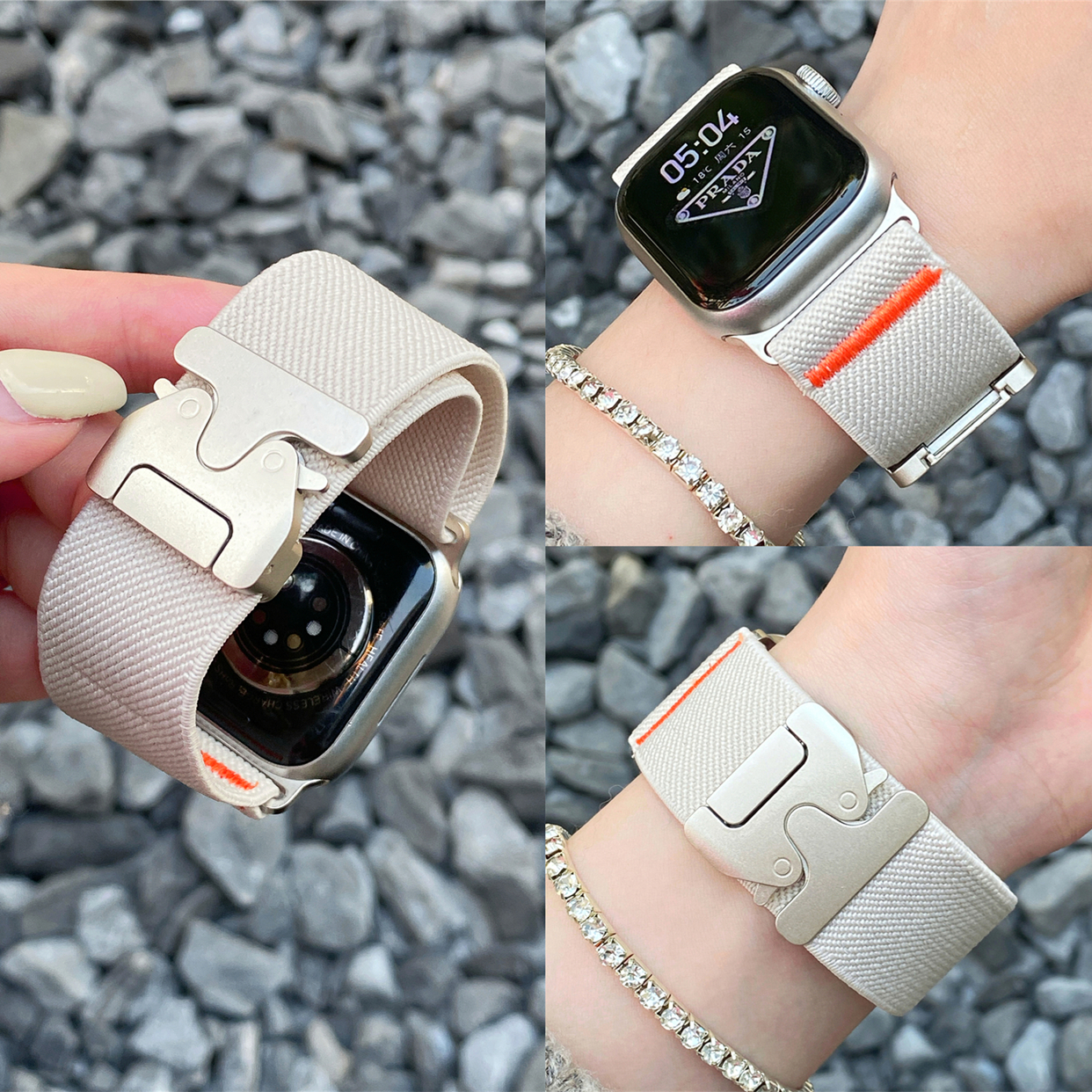 适用iwatch尼龙降落伞金属扣表带