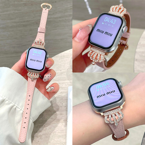 适用iwatch皇冠小蛮腰真皮表带