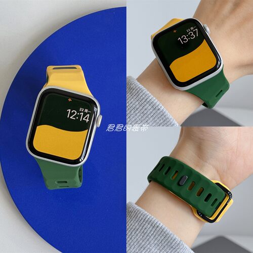 适用iwatch字母斜切接口硅胶表带