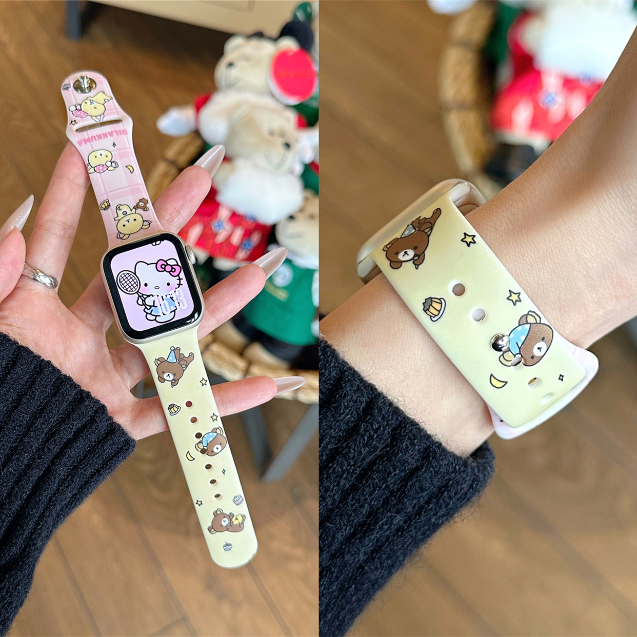 适用iwatch可爱卡通KT猫硅胶表带