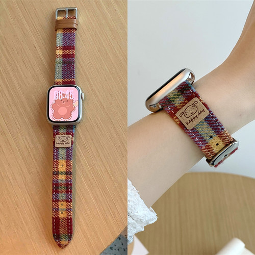 适用iwatch可爱卡通彩虹毛呢表带