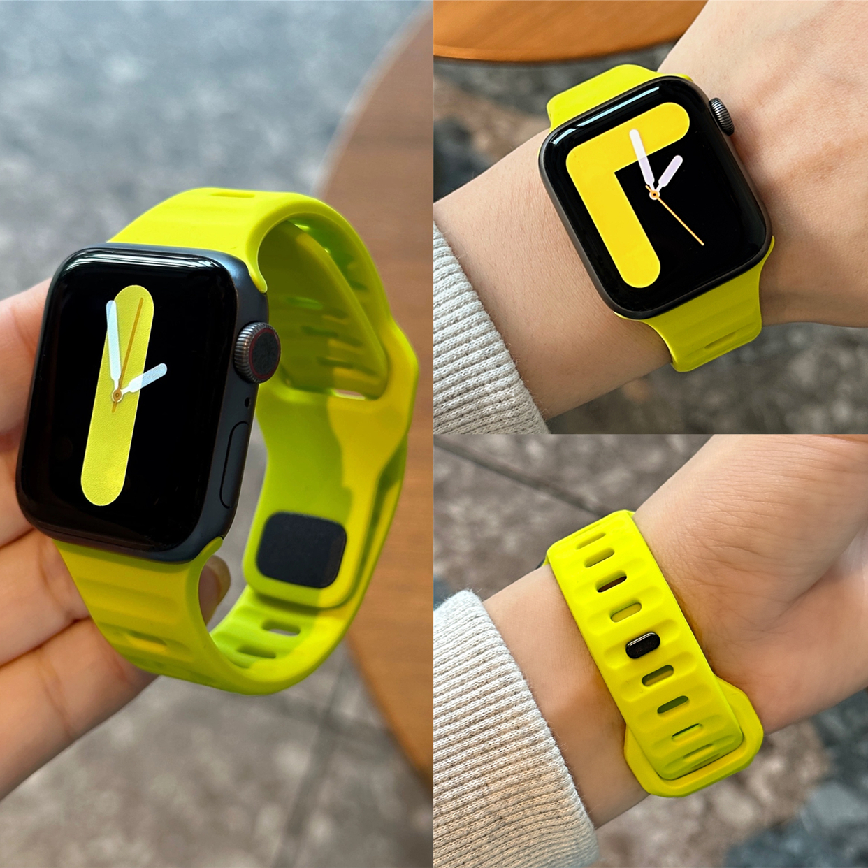 适用苹果手表s10代iwatch荧光色防水运动硅胶表带applewatch987se