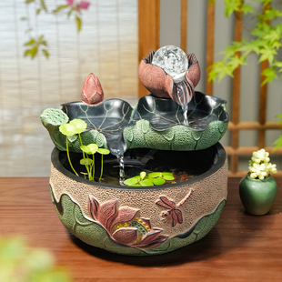 招财客厅流水摆件循环水风水轮室内客厅茶室桌面小水景喷泉小鱼缸