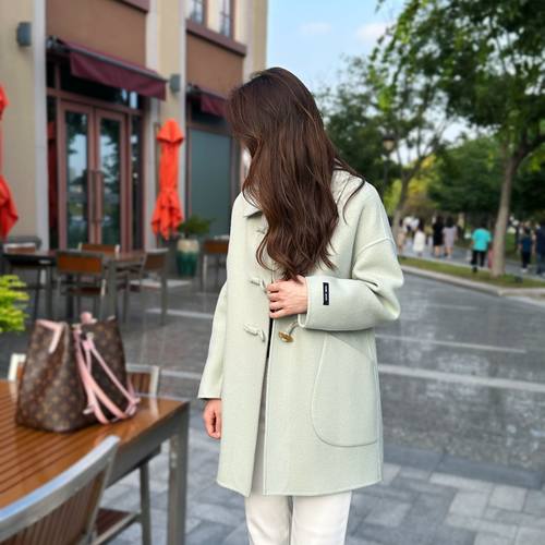 彩搭N539--优雅女士牛角扣可拆卸内胆鹅绒大衣鹅绒服羊毛外套8.25