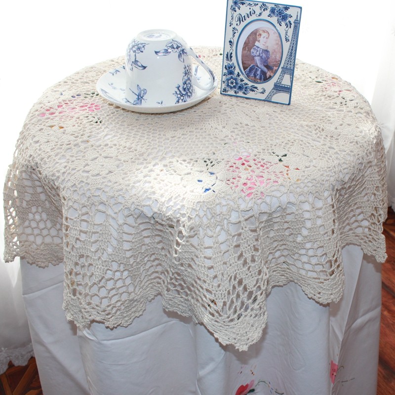 ins风出口手工钩针高级感镂空蕾丝圆桌布床头柜盖巾沙发靠背搭巾,居家布艺,桌布,淘宝优惠券,粉丝福利购,淘宝优惠卷