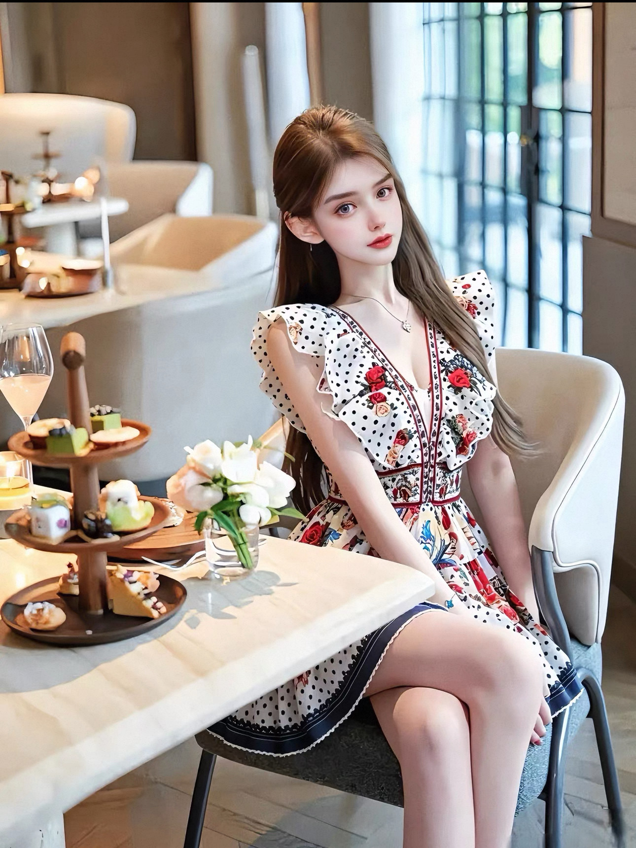 BALLET.庄园少女.小众法式复古碎花裙显瘦荷叶边短款连衣裙礼服