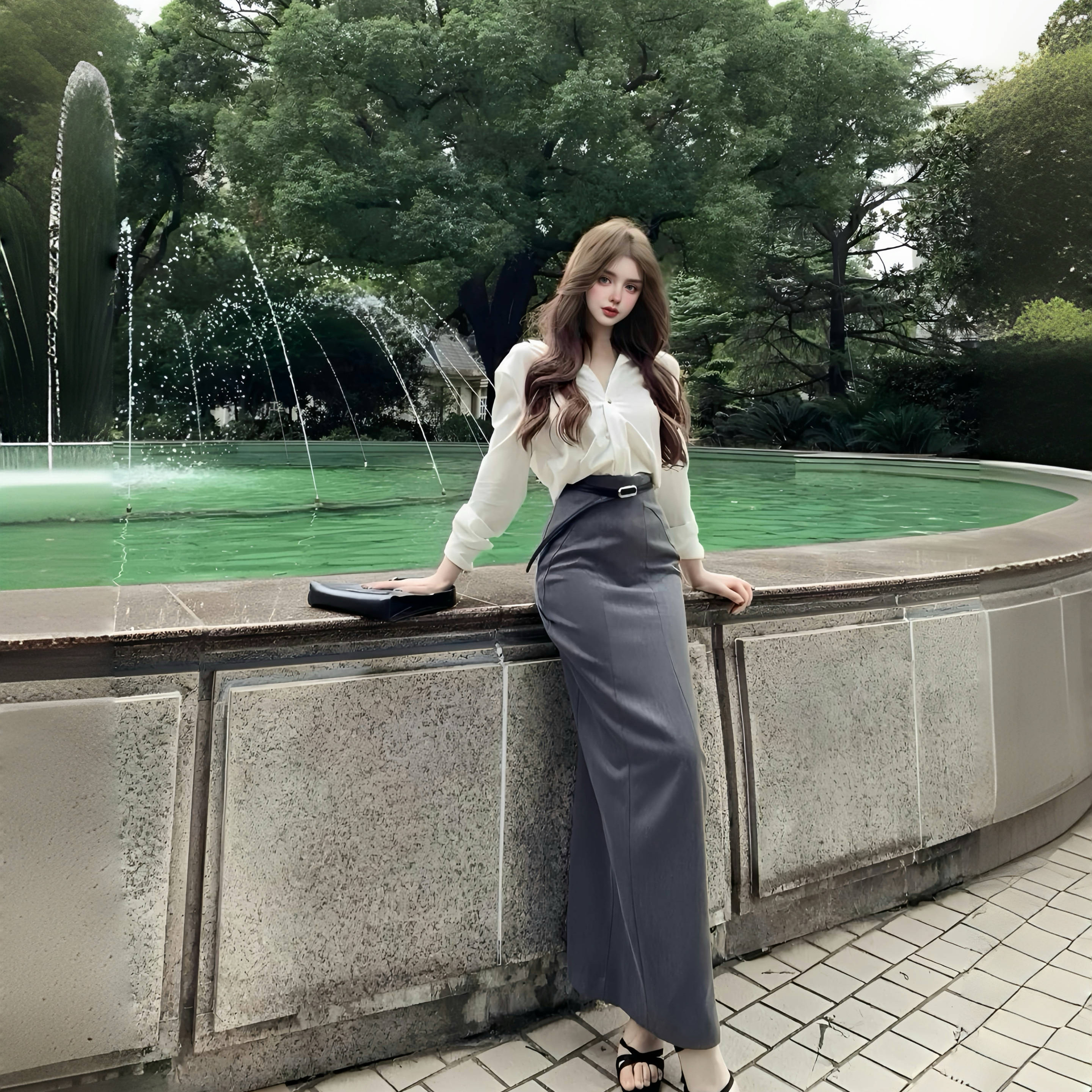 MSTO清冷御姐 高定软糯云朵白衬衫 配挺括石墨灰长裙美翻职场套装,女装/女士精品,时尚套装,淘宝优惠券,粉丝福利购,淘宝优惠卷