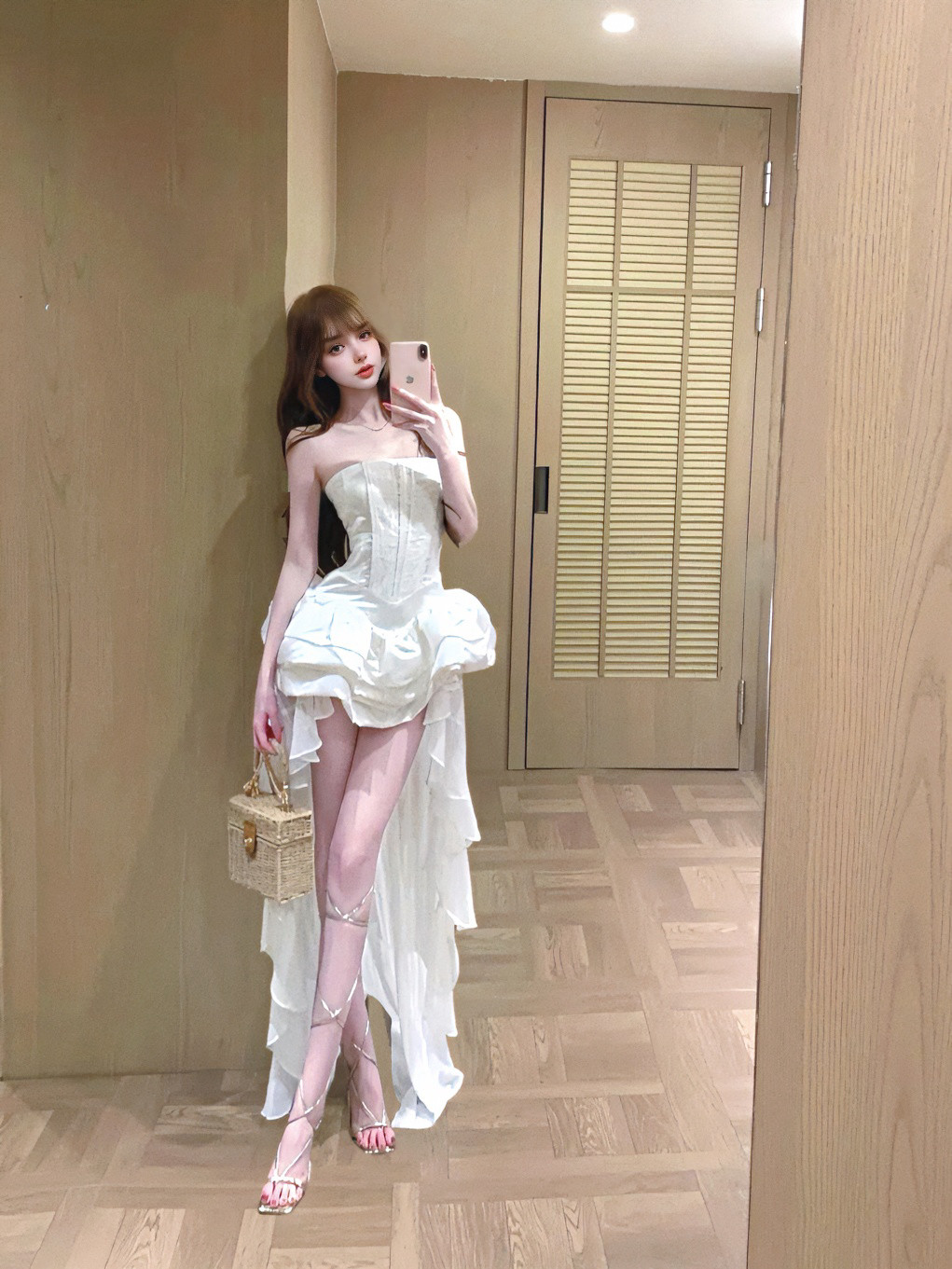 MSTO BALLET.白屿千金.鱼骨抹胸收腰前短后长拖尾生日派对连衣裙