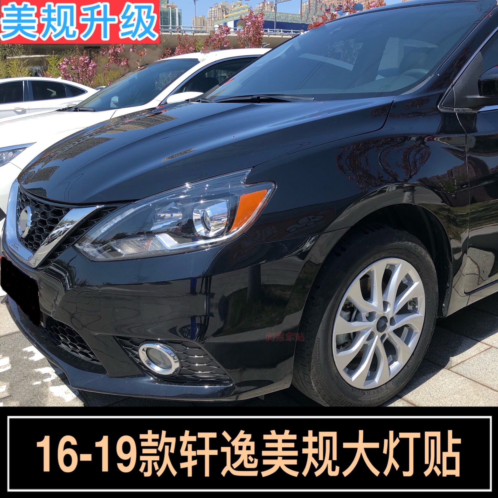轩逸美规大灯贴16-19半透明车贴