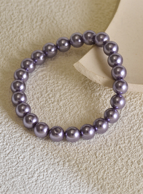 新款紫色水晶珍珠手链女