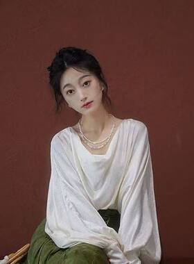 鹿鸣溪原创汉服唐风古装女十破裙日常通勤古风荡领衫新中式半身裙