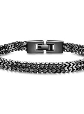 潮男嘻哈RapHap不锈钢6MM龙骨蛇链手链男士时尚个性钛钢手链