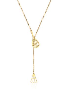 潮人运动系列球拍羽毛球组合项链 女士钛钢吊坠长款可调节毛衣链