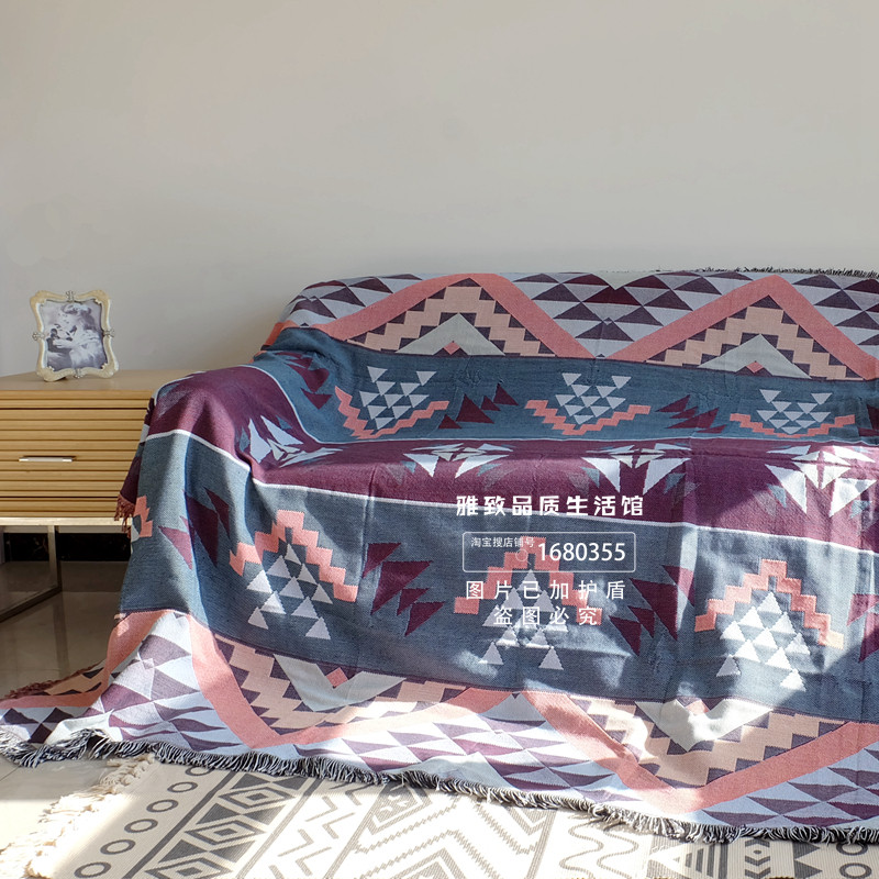 북유럽 보헤미안 면화 나병 모로코 짠 술 양면 두꺼운 미끄럼 방지 소파 커버 다목적 커버 천