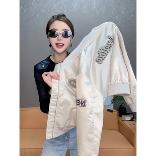漂亮薄棉棒球服外套女开春2025新款小个子飞行员夹棉二棉夹克上衣