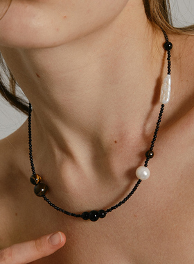 WEARRING黑尖石珍珠项链