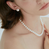 WEARRING 珍珠耳钉S925银正圆强光炫彩复古ins甜美 韩国fever同款