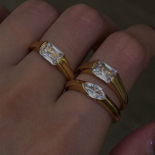 wearring定制简约菱形女方形戒指