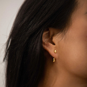 WEARRING 耳钉女 ins小众设计师冷淡风简约小巧光面水滴银蛋两戴式