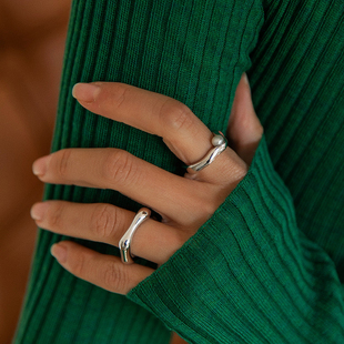 ins潮指环法式 个性 欧美风几何不规则亮面珍珠戒指女时尚 WEARRING