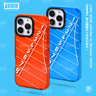 田径跑道手机壳适用iPhone16Pro田径生iPhone15Promax/14p/13/12体校生短跑100/200米起跑线彩色颜值荧光软壳