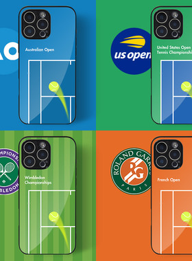 网球四大满贯配色手机壳适用iPhone17Promax钢化玻璃壳夏日运动Tennis苹果16网球场15/14法网红土场OPPOX8Pro