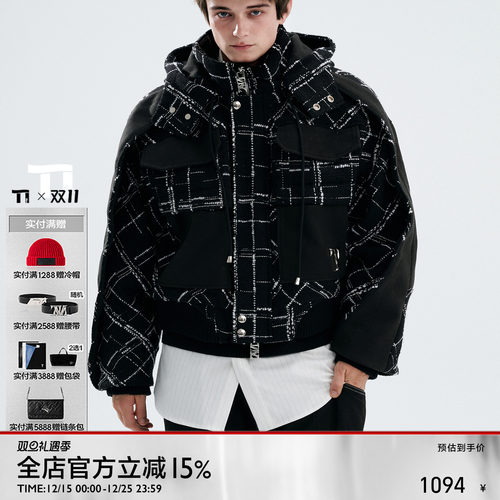 启世录TIWILLTANG“宴迹晟光”拼序格调廓然型格软絮语拼呢棉夹克