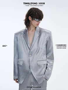 高奢定制缎面穴位点钻线迹西服套装 启世录TIWILLTANG 银翼永狱