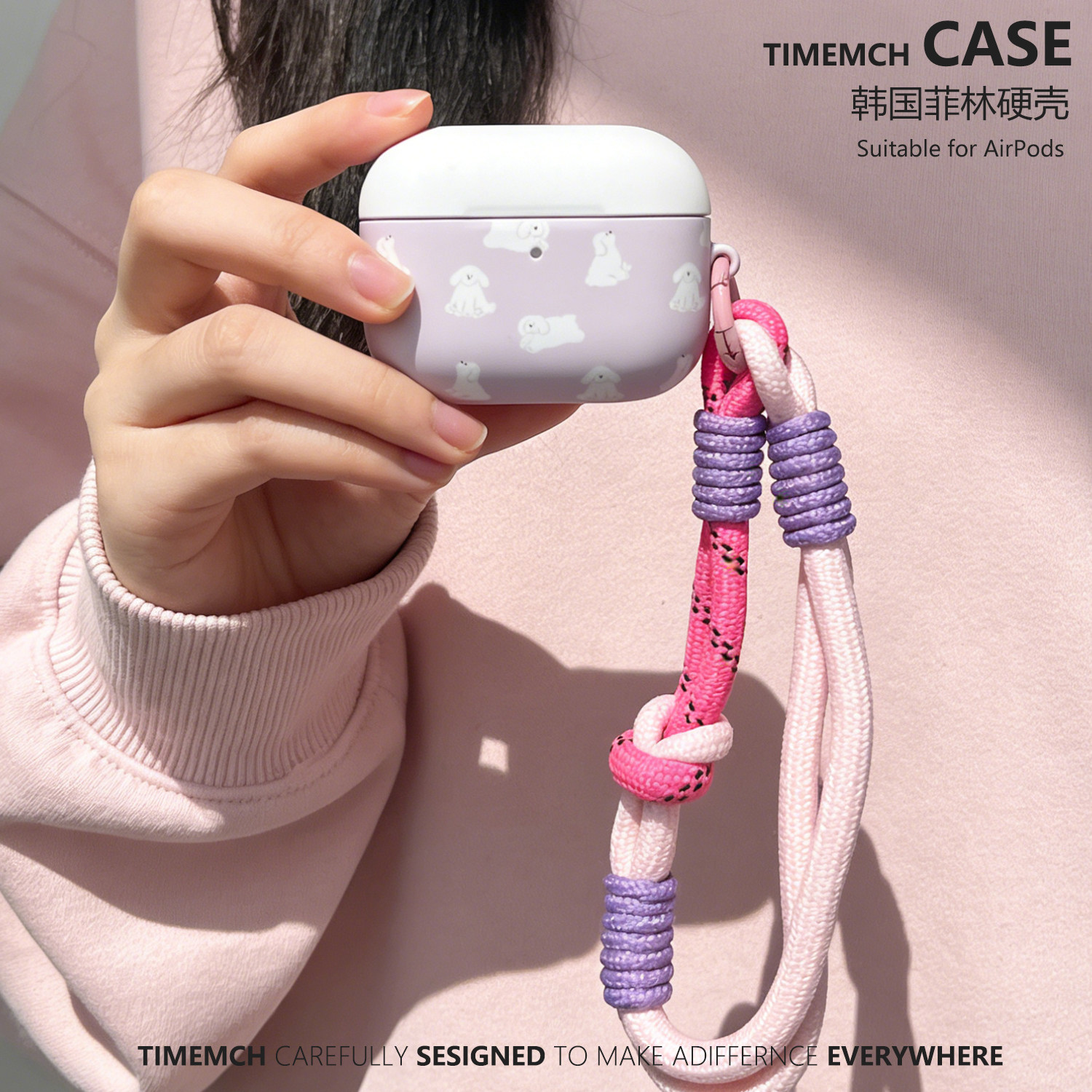 TimeMch 撞色小白狗 适用于苹果airpods4保护壳airpodspro3保护套二三代耳机保护套卡通可爱简约韩国菲林磨砂